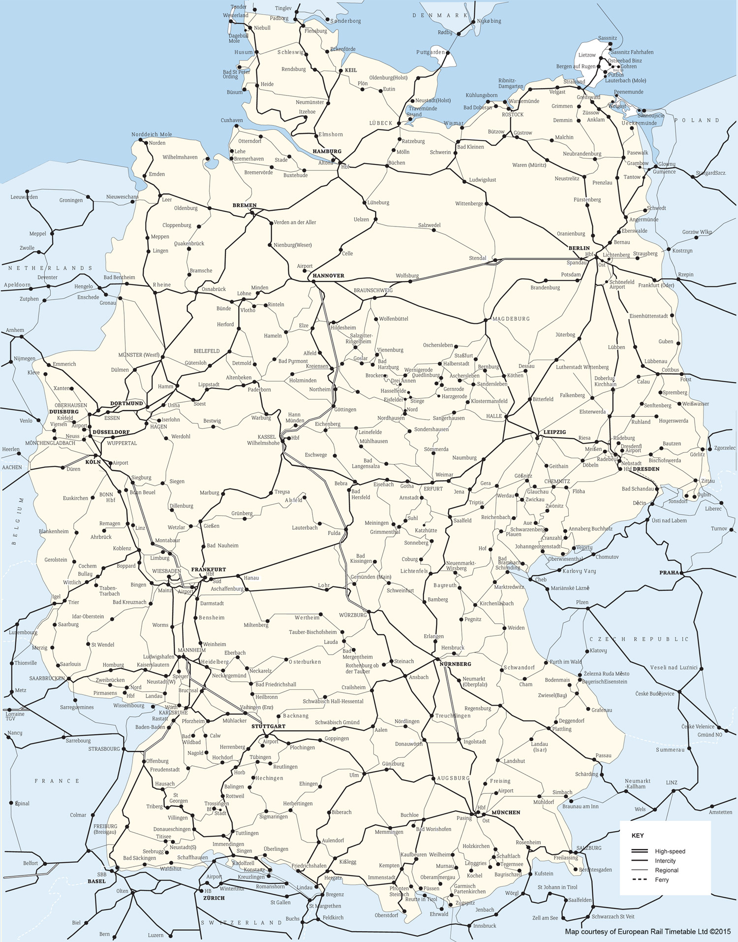 Germany Deutschland train / rail maps